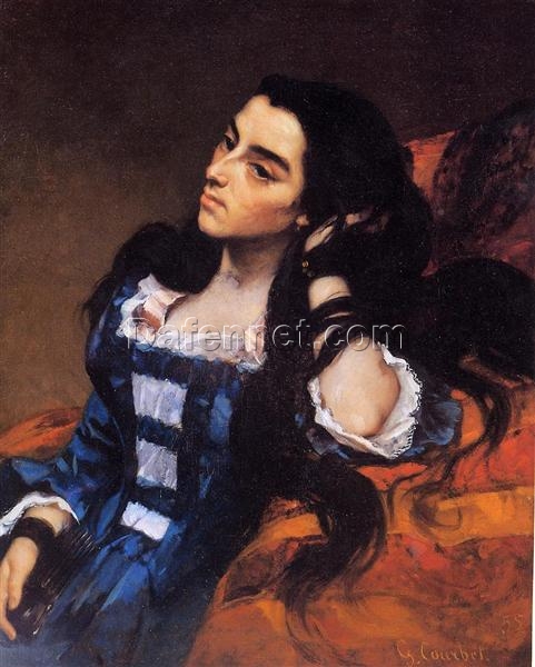 Exquisite 1855 Gustave Courbet ‘Portrait of a Spanish Lady’ Realistic Oil on Canvas Reproduction – Ideal for Art Aficionados, 81×65 cm, Inspired by Philadelphia Museum of Art Piece