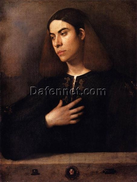 Exquisite Dafen Village Creation: ‘Portrait of a Youth (Antonio Broccardo)’ Inspired by Giorgione (1500) – High Renaissance Portrait Oil on Panel