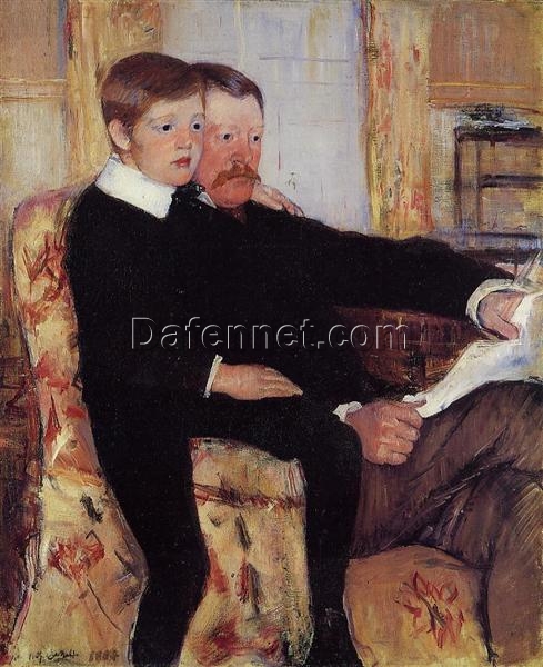 Authentic – Look Reproduction of Mary Cassatt’s ‘Portrait of Alexander J. Cassatt and His Son Robert Kelso Cassatt’ in Oil on Canvas (1884 – 1885)