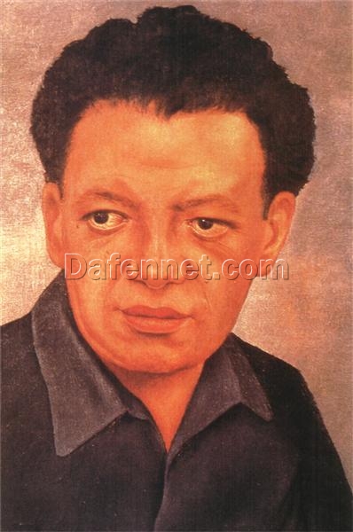 Custom Oil Painting Inspired by Frida Kahlo’s Portrait of Diego Rivera – Hand-Painted Naïve Art Reproduction from DaFen Village Studio | Mexican Fine Art for Home, Office, and Gallery Décor