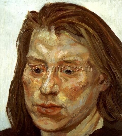 Exquisite Reproduction of Lucian Freud’s 1990 ‘Portrait of Ib’ – Expressionist Oil Canvas Masterpiece