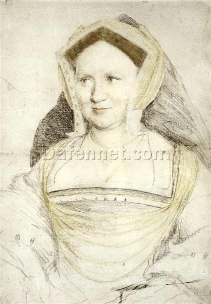 High-quality ‘Portrait of Lady Mary Guildford’ Replica in Northern Renaissance Style – Hand-crafted Oil on Wood Painting by Dafen Village Artists