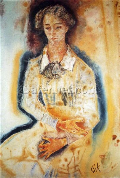 Authentic Expressionist Style Oil Painting – ‘Portrait of Lotte Franzos’ by Oskar Kokoschka – Dafen Village’s Exclusive Creation