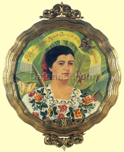 Inspired by Frida Kahlo – Portrait of Marucha Lavin | Hand-Painted Oil Painting | Naïve Art Masterpiece | DaFen Village Studio