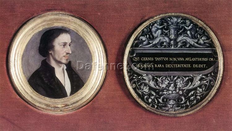 High-quality Replica of ‘Portrait of Philipp Melanchthon’ INSPIRED BY Hans Holbein the Younger – Northern Renaissance Oil on Panel Painting from Dafen Village for Home and Office Decoration