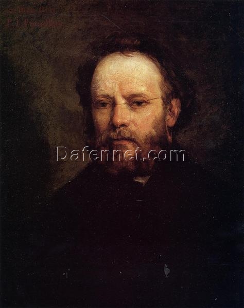 Authentically Rendered 1865 ‘Portrait of Pierre Joseph Proudhon’ by Gustave Courbet – Realist Oil Canvas Portrait, 72×55 cm, Capturing the Spirit of the Musée d’Orsay Original, Perfect for Art Collectors and Social Thinker Aficionados