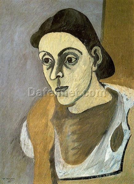 Exquisite Handmade Oil on Canvas Replica of Arshile Gorky’s c.1930 Post-Impressionist ‘Portrait of Vartoost’ for Art Connoisseurs and Luxury Home Decor