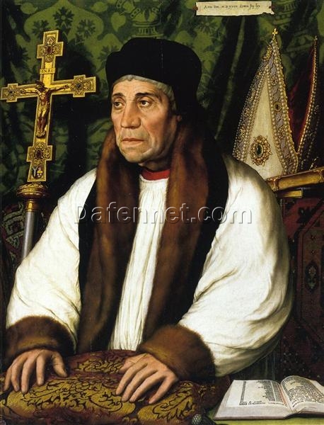 High – Quality Replica of ‘Portrait of William Warham, Archbishop of Canterbury’ – Northern Renaissance Oil on Panel by Dafen Village Artists