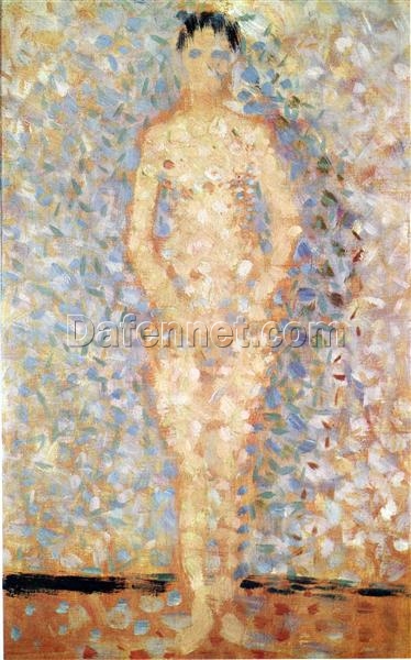 High-Resolution Print Inspired by Georges Seurat’s ‘Poseur standing, front view, study for “Les poseuses”‘ (Poseuse debout, de face, étude pour “Les poseuses”) – An Affordable Way to Adorn Your Space with Neo-Impressionist and Pointillist Nude Art from Dafen Village