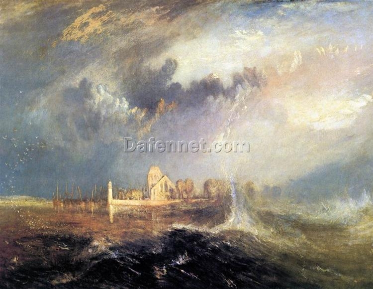 Stunning J.M.W. Turner’s ‘Quillebeuf, at the Mouth of Seine’ Inspired Oil on Canvas – Skillfully Created by Dafen Village Artists for Landscape Art Lovers