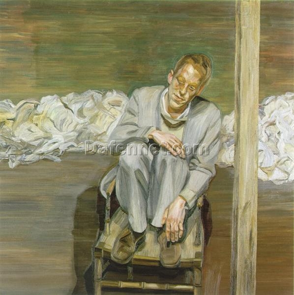 Hand – Painted Replica of Lucian Freud’s “Red Haired Man on a Chair” (1962 – 1963) – Dafen Village Artistry Inspired by the Original