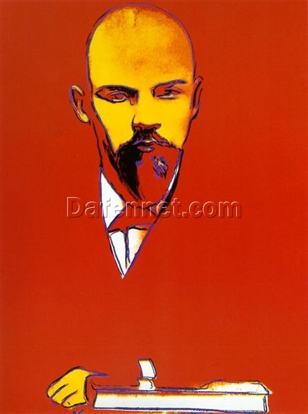 Captivating Hand – painted Oil Portrait of ‘Red Lenin’ INSPIRED BY Andy Warhol’s 1987 Pop Art Masterpiece, from Dafen Village for Art Enthusiasts Interested in Historical Portraits