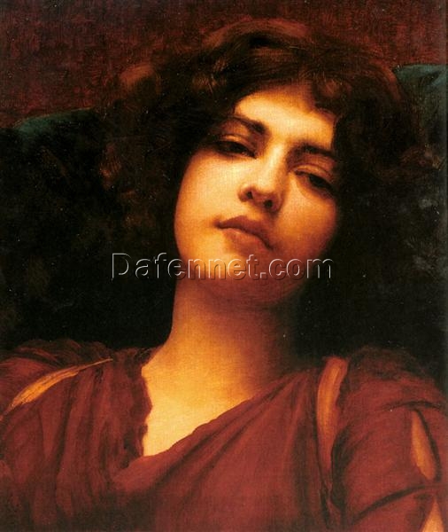 Custom – made Oil Portrait of ‘Reverie (Study)’ in the Vein of John William Godward’s 1890 Neoclassical Style, Created in Dafen Village for Home Decorators Seeking an Artistic and Timeless Accent