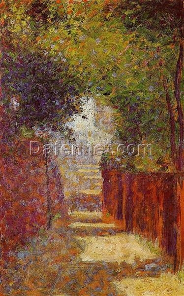 High-Resolution Print Inspired by Georges Seurat’s ‘Rue St. Vincent in Spring’ – An Affordable Way to Adorn Your Space with Post-Impressionist Landscape Art from Dafen Village