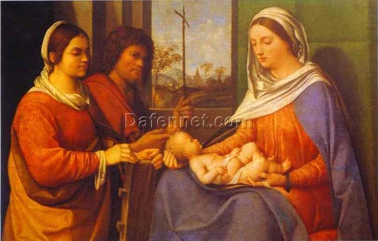 Authentic – Looking Reproduction of Giorgione’s ‘Sacred conversation’ – Handmade High Renaissance Religious Oil on Panel by Dafen Village Artisans