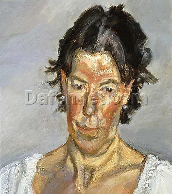 Authentic – Looking Reproduction of Lucian Freud’s ‘Sally Clarke’ (2008) – Handmade Expressionist Portrait Oil Painting from Dafen Village