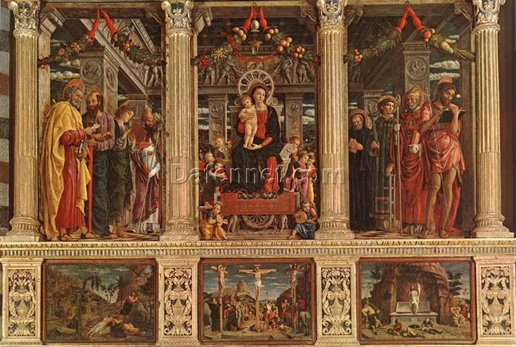 Exquisite Dafen Village Creation: ‘San Zeno Altarpiece’ Inspired by Andrea Mantegna (1457) – High – Quality High Renaissance Religious Oil Painting on Panel