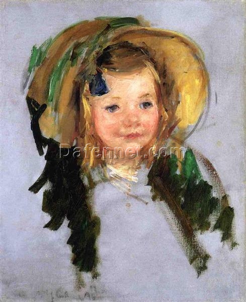 Stunning Reproduction of Mary Cassatt’s ‘Sara in a Bonnet’ – A Glimpse into Impressionist Elegance from a Private Collection