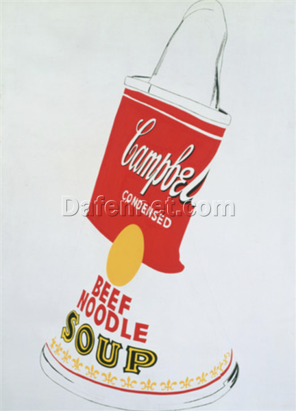 Unique ‘Crushed Campbell’s Soup Can (Beef Noodle)’ Andy Warhol 1962 Pop Art Figurative – Inspired Oil Painting, Handmade in Dafen Village Studio