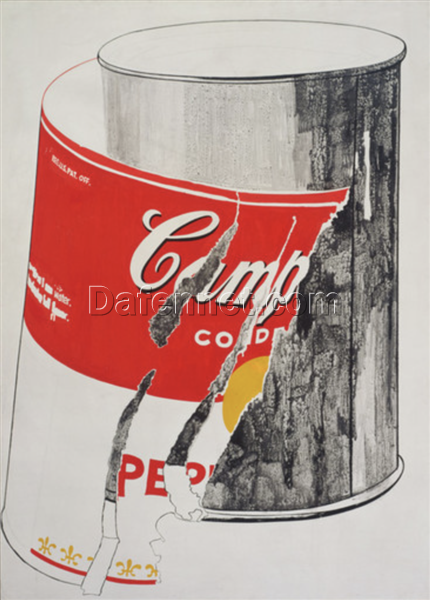 Highly Detailed ‘Big Torn Campbell’s Soup Can (Pepper Pot)’ Style Pop Art Figurative Oil Painting Replica – After Andy Warhol’s 1962 Original, from Dafen Village Artisans