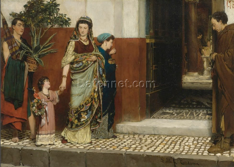 Exquisite Hand – Painted Oil on Panel INSPIRED BY Alma – Tadema’s “Home from Market” – Dafen Village Artistry