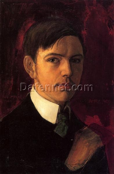 Dafen Village Presents: Exquisite Reproduction of August Macke’s 1906 Self-portrait – A Must-Have for Art Collectors