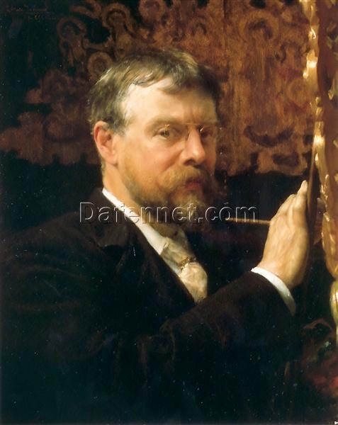 Customizable Oil Self – Portrait Inspired by Alma – Tadema’s 1896 Work – Handmade in Dafen Village