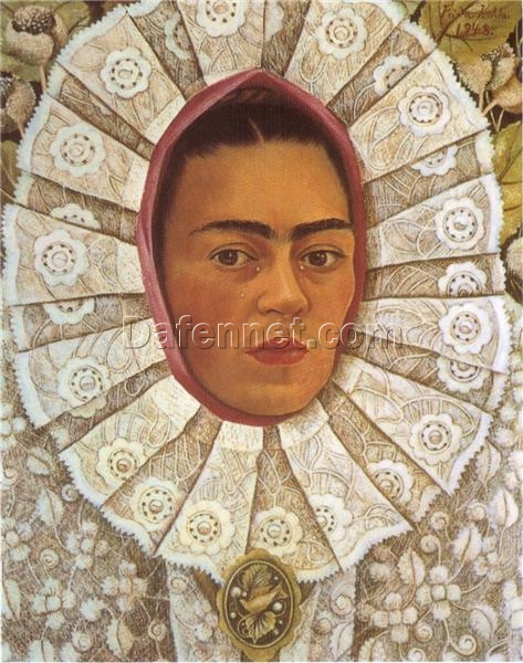 Inspired by Frida Kahlo – Self-Portrait (1948) | Hand-Painted Oil Painting | Mexican Naïve Art | DaFen Village Studio