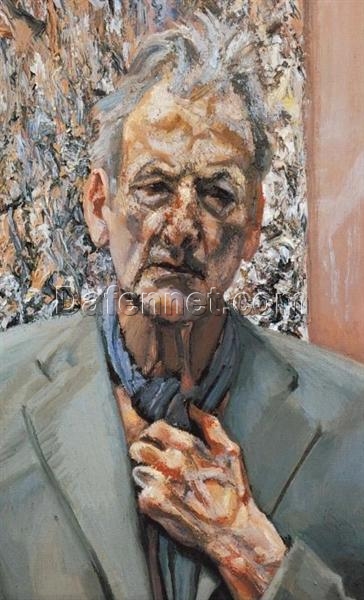 Authentic Reproduction of Lucian Freud’s 2002 Self – Portrait – Masterful Expressionist Oil on Canvas