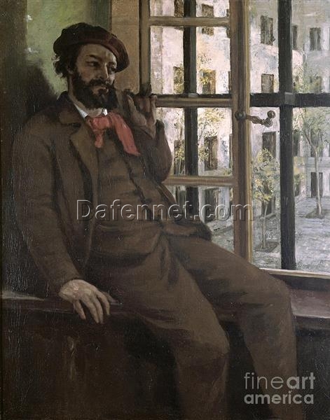 Authentically Rendered 1872 – 1873 ‘Self-Portrait at Sainte Pelagie’ by Gustave Courbet – Realist Oil Canvas Self-Portrait from Musée Courbet, Ideal for Art Connoisseurs