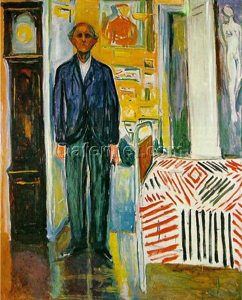 Expressionist ‘Self-portrait. Between the clock and the bed’ Inspired Oil Painting Replica – Hand-painted by Dafen Village’s Skilled Artists for Profound Artistic Displays