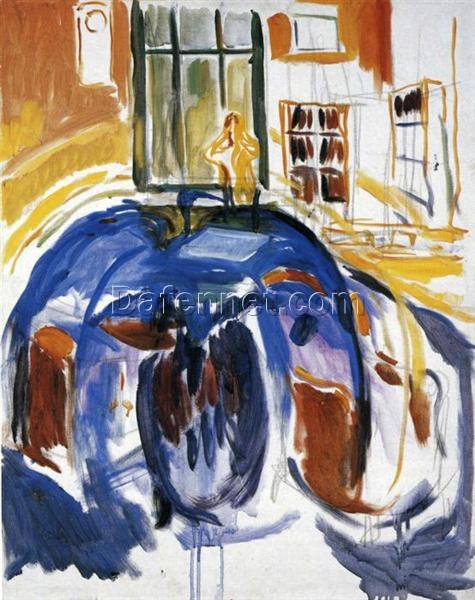 Edvard Munch’s ‘Self-Portrait During Eye Disease II’ Expressionist Style Hand-painted Oil Canvas – Ideal for Creating a Thought-provoking and Empathetic Atmosphere in Your Space