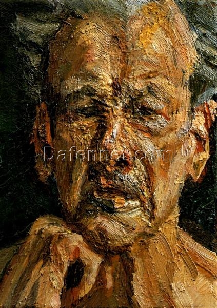 Exquisite Dafen Village Creation: ‘Self – Portrait, Reflection’ Inspired by Lucian Freud (2003 – 2004) – Expressionist Self – Portrait Oil Painting