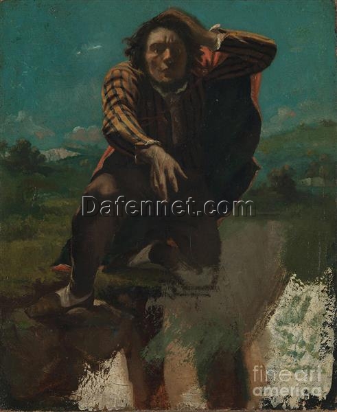 Gustave Courbet’s ‘The Man Made Mad by Fear’: Romantic Style Hand-painted Oil Canvas Replica – Perfect for Creating an Atmosphere of Intrigue and Emotional Depth