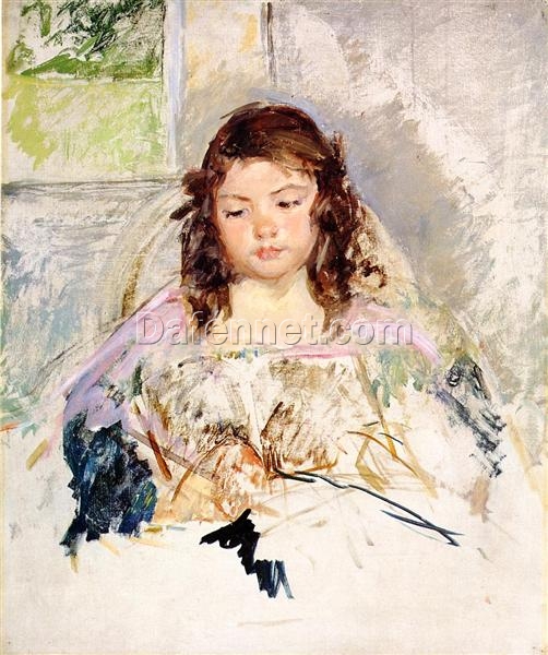 Authentic – looking Oil Painting Sketch Inspired by Mary Cassatt’s ‘Sketch for ‘Francoise in a Round Backed Chair, Reading’ or ‘A Girl in Pink’ – Perfect for Interior Decor and Art Collections