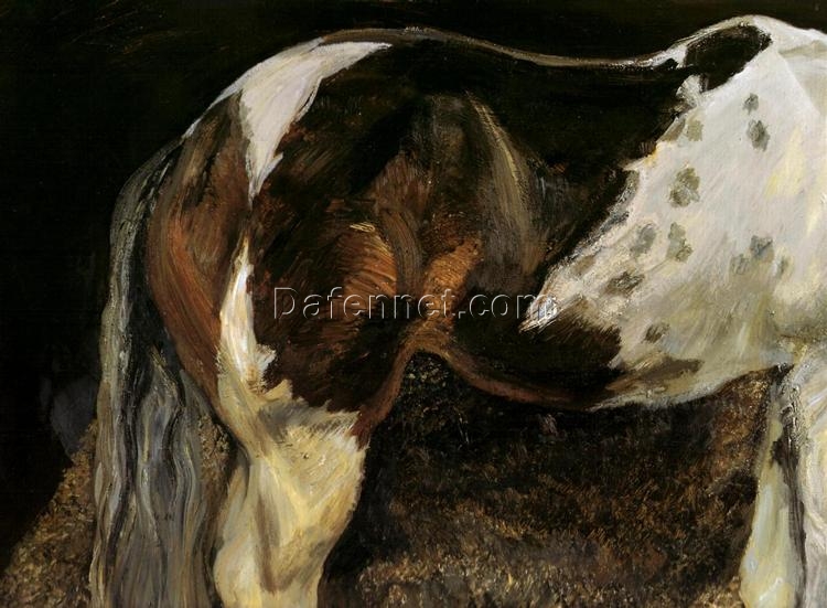 Exquisite Dafen Village Creation: ‘Skewbald Mare’ Inspired by Lucian Freud (2004) – Expressionist Animal Oil Painting