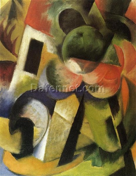 Franz Marc’s ‘Small Composition II’ Cubist Style Hand-painted Oil Canvas – Ideal for Creating a Modern and Intriguing Atmosphere in Your Space