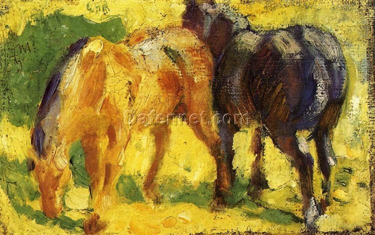 Authentically Inspired ‘Small Horse Picture’ by Franz Marc – Handmade Oil Painting from Dafen Village for Collectors and Decorators