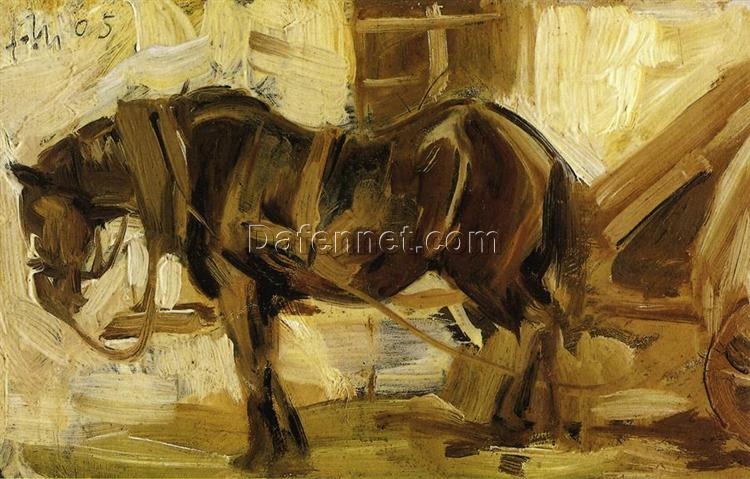 Inspired by Franz Marc – Small Horse Study | Hand-Painted Oil Painting | Impressionist Animal Art | DaFen Village Studio