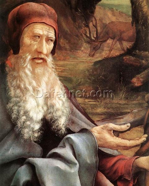 Authentic Northern Renaissance Style Oil Painting Detail – ‘St. Anthony Visiting St. Paul the Hermit in the Desert’ by Grünewald – Dafen Village’s Exclusive Creation