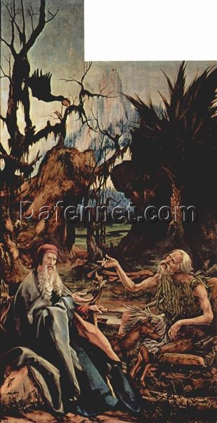 Exquisite Hand – Painted Oil Replica of ‘St. Anthony Visiting St. Paul the Hermit in the Desert’ – Dafen Village’s Artistic Homage to Grünewald