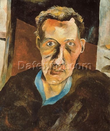 Hand – Painted “Stephen Spender” Inspired Expressionist Portrait Oil Painting by Dafen Village Studios – A Coveted Piece for Art Enthusiasts