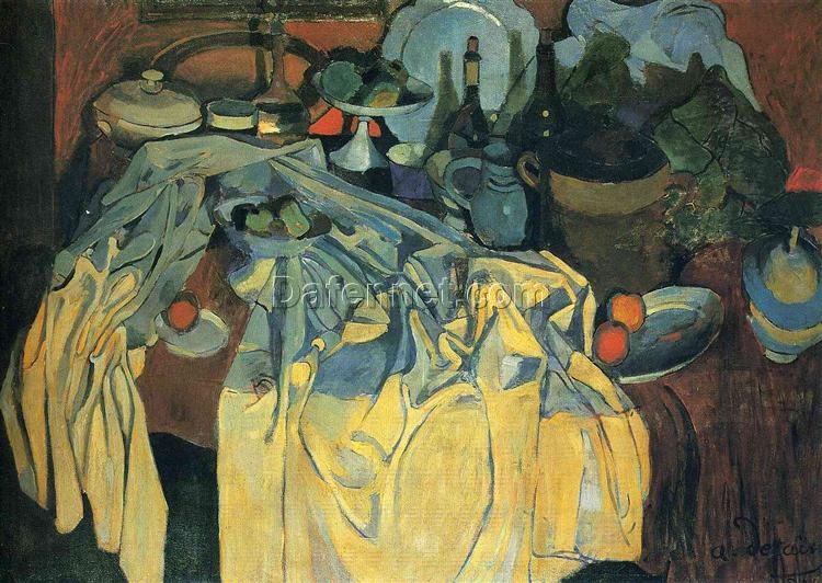 Andre Derain’s ‘Still Life on the Table’ Inspired Oil Painting on Canvas – A Captivating Post – Impressionist Still – Life, 115 x 161.9 cm, Handmade in Dafen Village