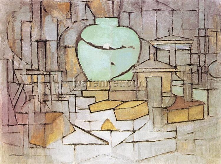 High – Quality Hand – Painted Replica of Piet Mondrian’s “Still Life with Gingerpot 2” (1912) Inspired by Cubism for Art Lovers in [Your City] – Dafen Village Artwork