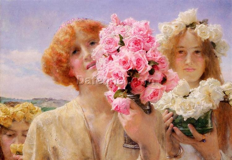 Hand – Painted Oil on Canvas Inspired by Alma – Tadema’s “Summer Offering” (1911) – Dafen Village’s Artistic Delight