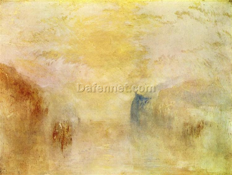 Stunning J.M.W. Turner’s ‘Sunrise, with a Boat between Headlands’ Inspired Oil on Canvas – Skillfully Created by Dafen Village Artists for Marina Art Enthusiasts