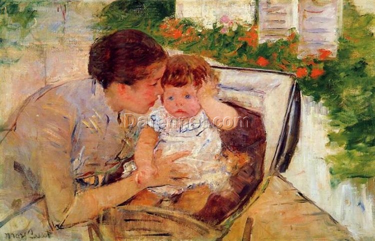 Authentic-looking Replica of Mary Cassatt’s ‘Susan Comforting the Baby (no.2)’ – Impressionist Genre Art in Oil on Canvas Handmade in Dafen Village