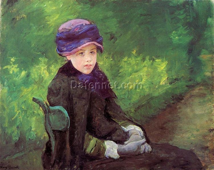 Unique Hand-painted Impressionist Portrait Inspired by Mary Cassatt’s ‘Susan Seated Outdoors Wearing a Purple Hat’ – Oil on Canvas from Dafen Village Artisans