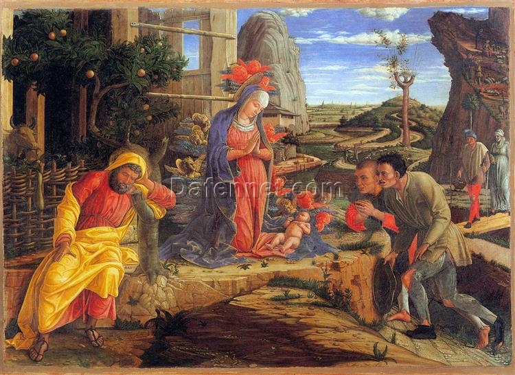 Authentic – Style Oil Painting of “Adoration of the Shepherds” Inspired by Mantegna – Dafen Village’s Exclusive Creation