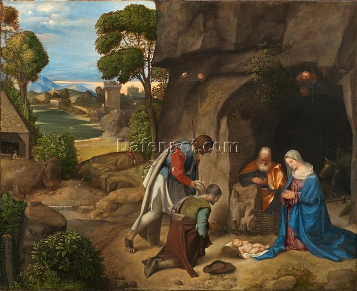 High – Quality Replica of Giorgione’s 1505 – 1510 ‘The Adoration of the Shepherds’ – High Renaissance Religious Oil Painting on Canvas by Dafen Village Studio